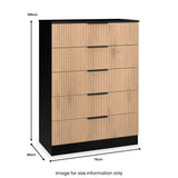 Jago-slatted-effect-5-drawer-chest-black from Roseland Furniture