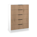 Jago-slatted-effect-5-drawer-chest-white from Roseland Furniture