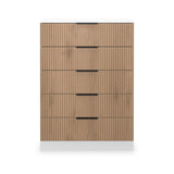 Jago-slatted-effect-5-drawer-chest-white from Roseland Furniture