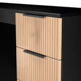 Jago-slatted-effect-kneehole-desk-black from Roseland Furniture