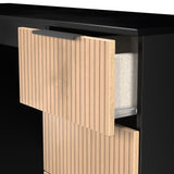 Jago-slatted-effect-kneehole-desk-black from Roseland Furniture