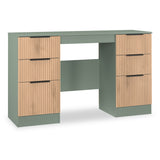 Jago-slatted-effect-kneehole-desk-green from Roseland Furniture