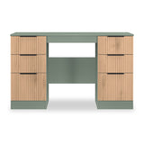 Jago-slatted-effect-kneehole-desk-green from Roseland Furniture