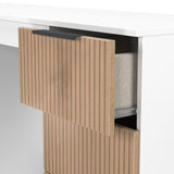 Jago-slatted-effect-kneehole-desk-white from Roseland Furniture