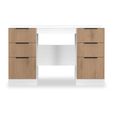 Jago-slatted-effect-kneehole-desk-white from Roseland Furniture