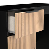 Jago-slatted-effect-kneehole-desk-black from Roseland Furniture