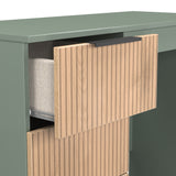 Jago-slatted-effect-kneehole-desk-green from Roseland Furniture