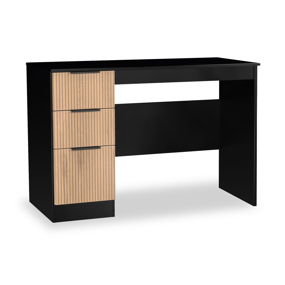 Jago-slatted-effect-desk-black from Roseland Furniture