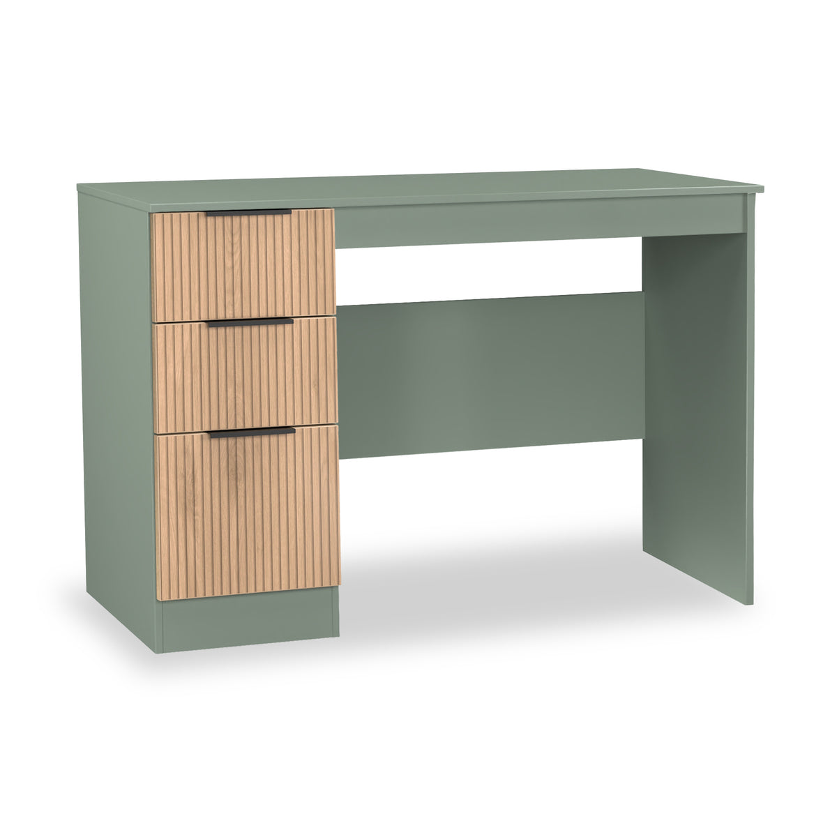 Jago-slatted-effect-desk-green from Roseland Furniture