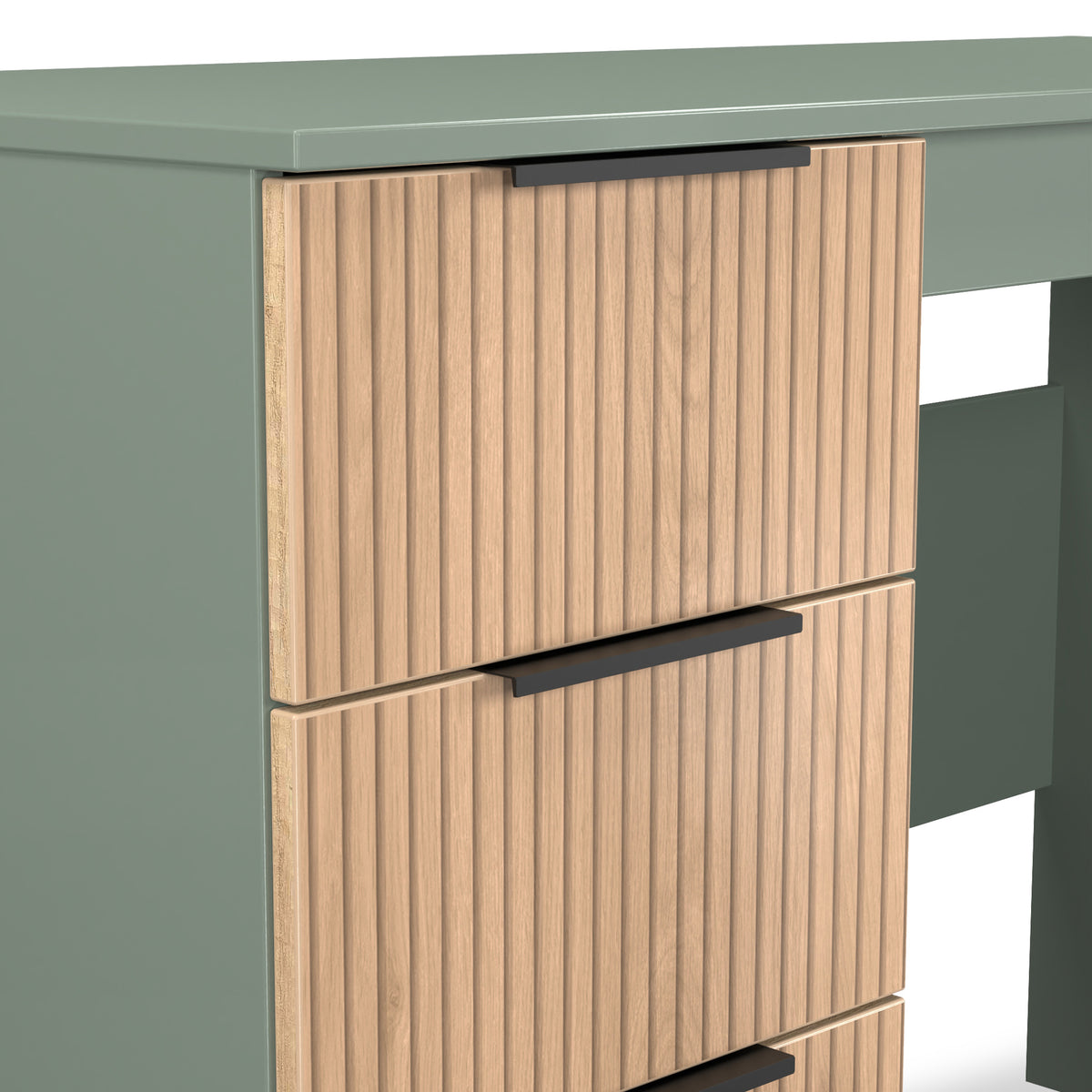 Jago-slatted-effect-desk-green from Roseland Furniture