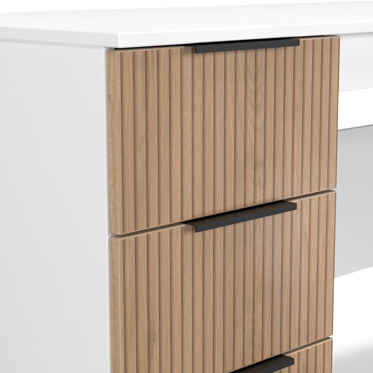 Jago-slatted-effect-desk-white from Roseland Furniture