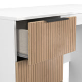 Jago-slatted-effect-desk-white from Roseland Furniture