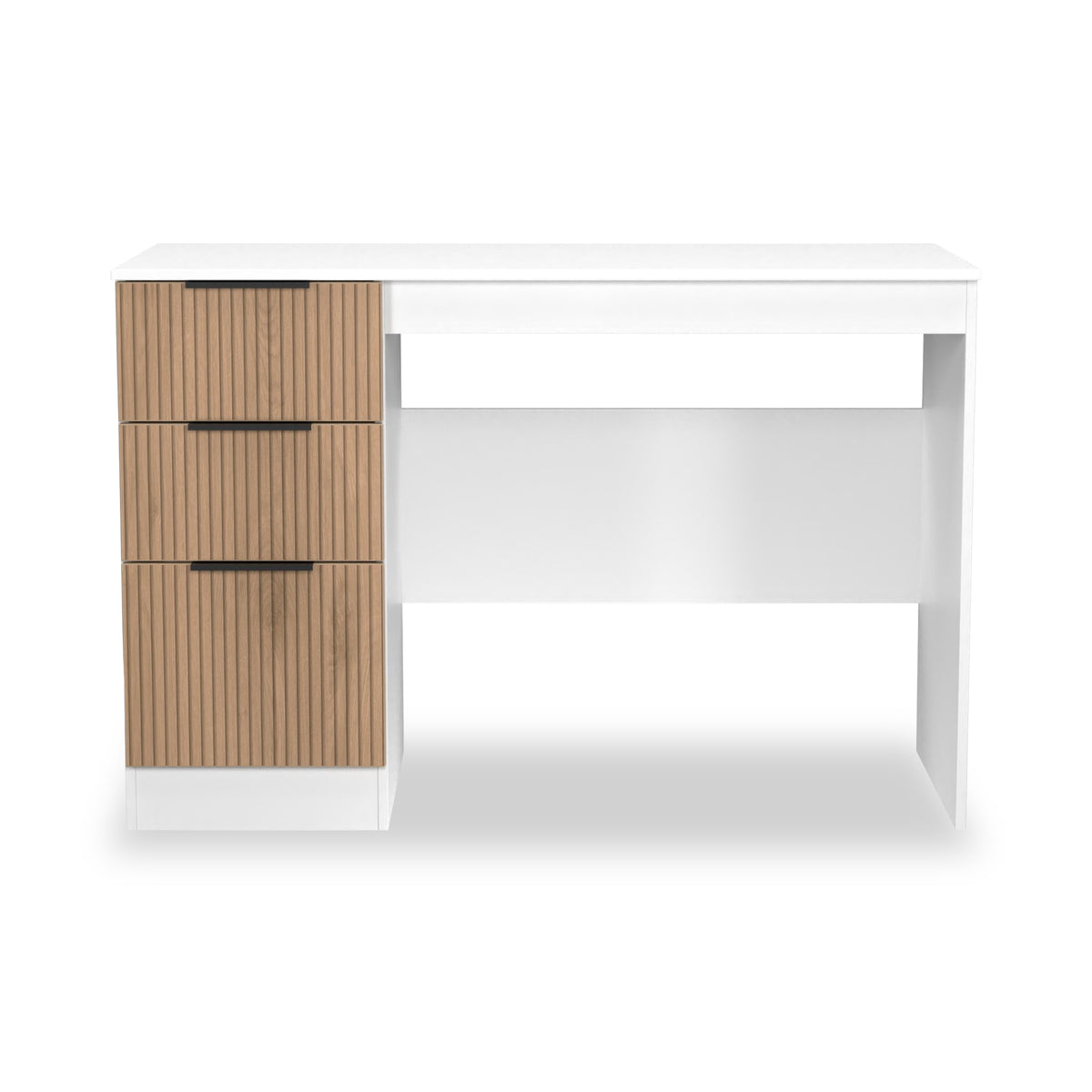 Jago-slatted-effect-desk-white from Roseland Furniture