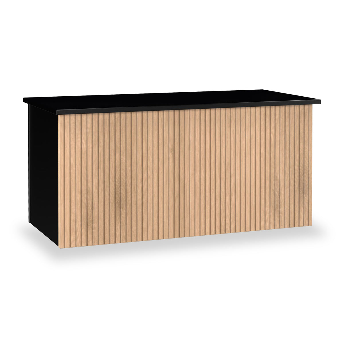 Jago-slatted-effect-blanket-box-black from Roseland Furniture