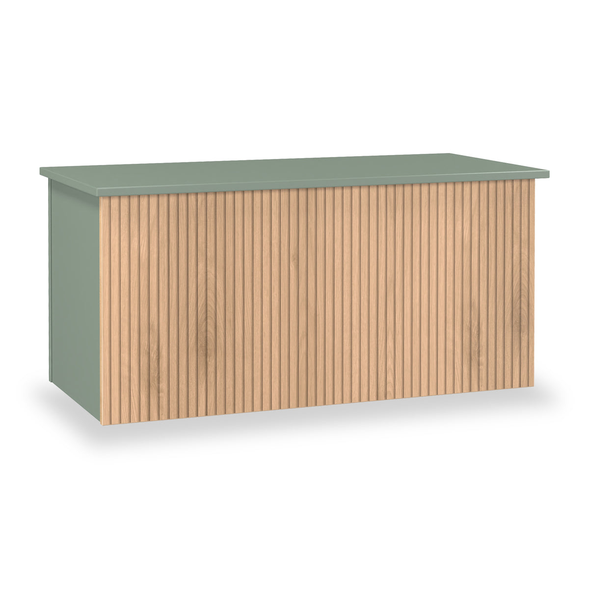 Jago-slatted-effect-blanket-box-green from Roseland Furniture