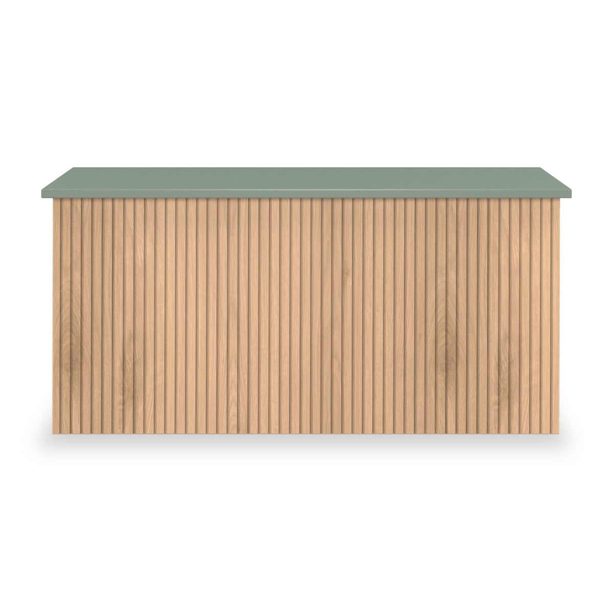 Jago-slatted-effect-blanket-box-green from Roseland Furniture