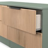 Jago-slatted-effect-4-drawer-bed-box-green from Roseland Furniture