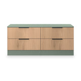 Jago-slatted-effect-4-drawer-bed-box-green from Roseland Furniture