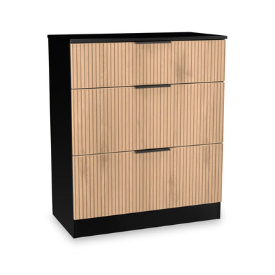 Jago Slatted Effect 3 Drawer Deep Chest of Drawers