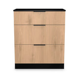 Jago-slatted-effect-3-drawer-deep-chest-black from Roseland Furniture