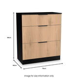 Jago-slatted-effect-3-drawer-deep-chest-black from Roseland Furniture