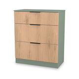 Jago-slatted-effect-3-drawer-deep-chest-green from Roseland Furniture