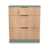 Jago-slatted-effect-3-drawer-deep-chest-green from Roseland Furniture