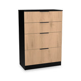 Jago-slatted-effect-4-drawer-deep-chest-black from Roseland Furniture