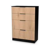 Jago-slatted-effect-4-drawer-deep-chest-black from Roseland Furniture