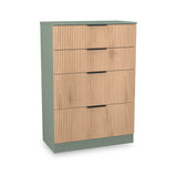 Jago-slatted-effect-4-drawer-deep-chest-green from Roseland Furniture