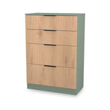 Jago-slatted-effect-4-drawer-deep-chest-green from Roseland Furniture