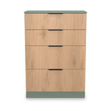 Jago-slatted-effect-4-drawer-deep-chest-green from Roseland Furniture