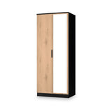 Jago-slatted-effect-2-door-mirrored-wardrobe-black from Roseland Furniture