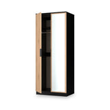 Jago-slatted-effect-2-door-mirrored-wardrobe-black from Roseland Furniture