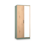 Jago-slatted-effect-2-door-mirrored-wardrobe-green from Roseland Furniture