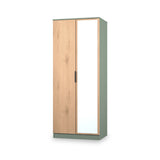 Jago-slatted-effect-2-door-mirrored-wardrobe-green from Roseland Furniture