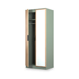 Jago-slatted-effect-2-door-mirrored-wardrobe-green from Roseland Furniture