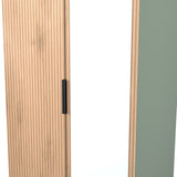 Jago-slatted-effect-2-door-mirrored-wardrobe-green from Roseland Furniture