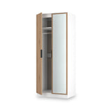 Jago-slatted-effect-2-door-mirrored-wardrobe-white from Roseland Furniture