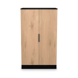 Jago-slatted-effect-2-door-midi-wardrobe-black from Roseland Furniture