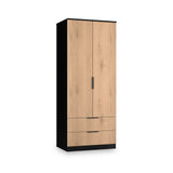 Jago-slatted-effect-2-door-2-drawer-wardrobe-black from Roseland Furniture