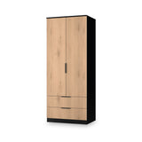 Jago-slatted-effect-2-door-2-drawer-wardrobe-black from Roseland Furniture