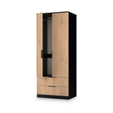 Jago-slatted-effect-2-door-2-drawer-wardrobe-black from Roseland Furniture