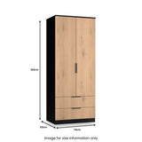 Jago-slatted-effect-2-door-2-drawer-wardrobe-black from Roseland Furniture