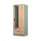 Jago-slatted-effect-2-door-2-drawer-wardrobe-green from Roseland Furniture