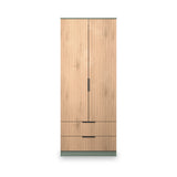 Jago-slatted-effect-2-door-2-drawer-wardrobe-green from Roseland Furniture