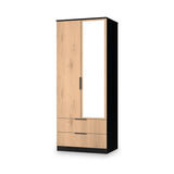 Jago-slatted-effect-2door-2dr-mirror-wardrobe-black from Roseland Furniture