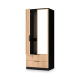 Jago-slatted-effect-2door-2dr-mirror-wardrobe-black from Roseland Furniture