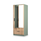 Jago-slatted-effect-2door-2dr-mirror-wardrobe-green from Roseland Furniture