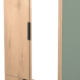 Jago-slatted-effect-2door-2dr-mirror-wardrobe-green from Roseland Furniture